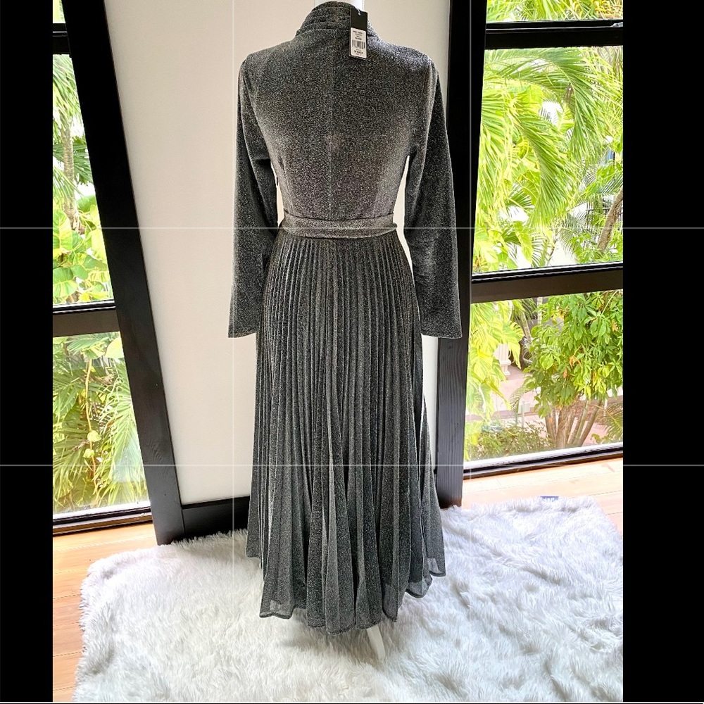 Cocktail , Formal, Party Dress, Metallic fabric pleated dress, NWT - Picture 3 of 5